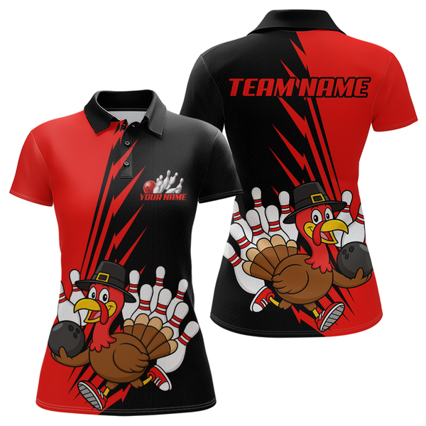 Maxcorners Red Turkey Bowling Shirts for Women Men Team Custom Bowling Jerseys Thanksgiving LM0910