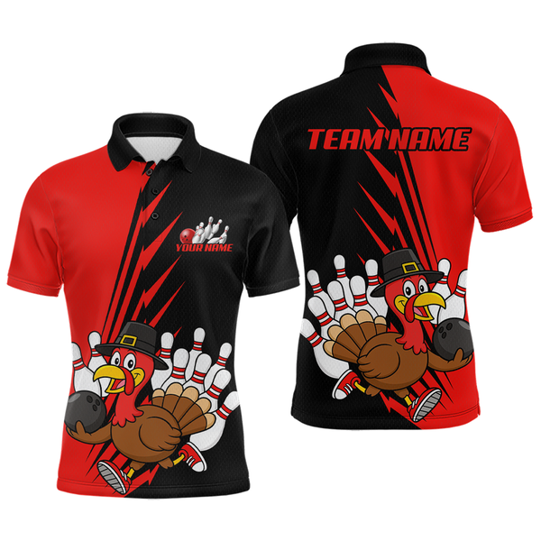 Maxcorners Red Turkey Bowling Shirts for Women Men Team Custom Bowling Jerseys Thanksgiving LM0910