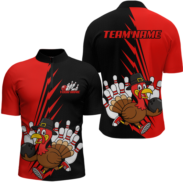 Maxcorners Red Turkey Bowling Shirts for Women Men Team Custom Bowling Jerseys Thanksgiving LM0910