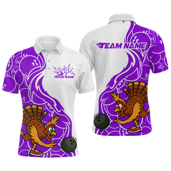 Maxcorners Custom Purple Turkey Bowling Shirts for Women Men Team Bowling Jerseys Thanksgiving LM0910