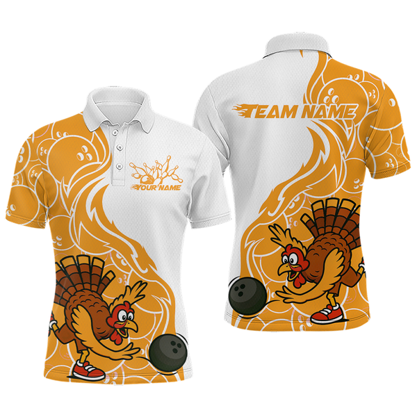 Maxcorners Custom Yellow Turkey Bowling Shirts for Women Men Team Bowling Jerseys Thanksgiving LM0910