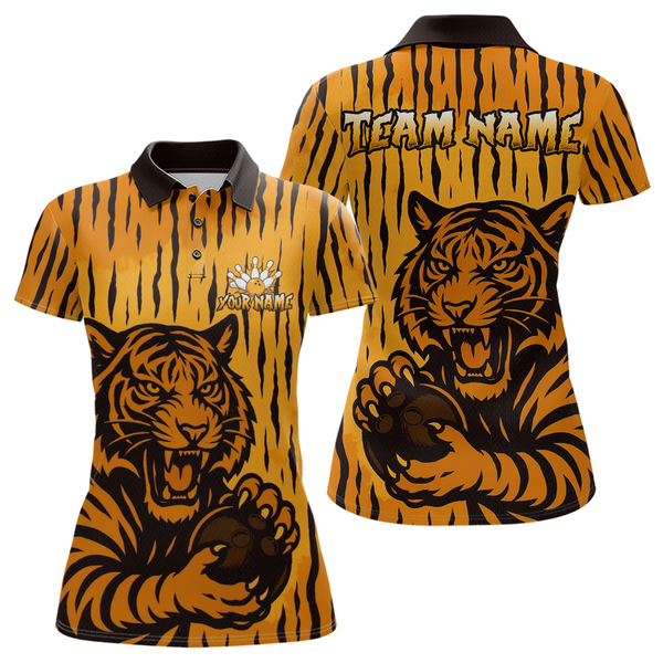 Maxcorners Tiger Bowling Shirts for Team Women Men Custom Bowling Jersey Polo & Quarter Zip Shirt LM2110