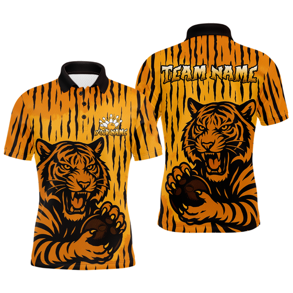 Maxcorners Tiger Bowling Shirts for Team Women Men Custom Bowling Jersey Polo & Quarter Zip Shirt LM2110
