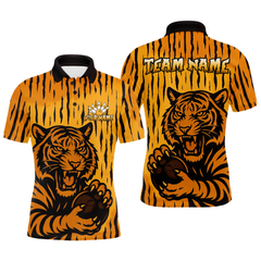 Maxcorners Tiger Bowling Shirts for Team Women Men Custom Bowling Jersey Polo & Quarter Zip Shirt LM2110