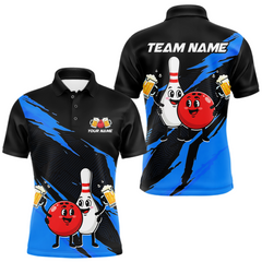Maxcorners Blue Funny Beer Bowling Shirts Beer Bowling Jersey Team Women Men Bowl League TU3012