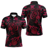 Maxcorners Camo Pink Tiger Bowling Shirts for Team Women Men Custom Bowling Polo & 1/4 Zip Shirt LM2110