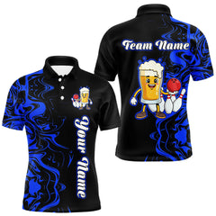Maxcorners Funny Beer Bowling Shirts Team Women Men Custom Blue Bowling Jersey for Bowler TU2312