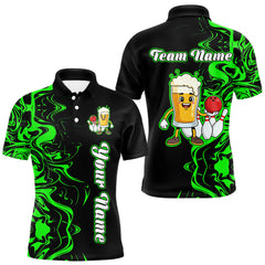 Maxcorners Funny Beer Bowling Shirts Team Women Men Custom Green Bowling Jersey for Bowler TU2312
