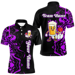 Maxcorners Funny Beer Bowling Shirts Team Women Men Custom Purple Bowling Jersey for Bowler TU2312