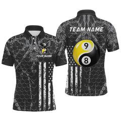 Maxcorners Custom US Eagle 8 9 Ball Yin Yang Billiard Shirts for Men Billiard Team Shirts Billiard League Polo & 1/4 Zip LM0412