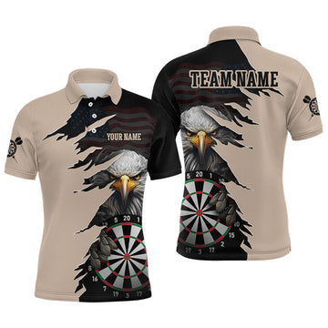 Maxcorners Custom US Flag Eagle Darts Shirt for Men Darts Team Jerseys Polo & 1/4 Zip Dart League LM1406