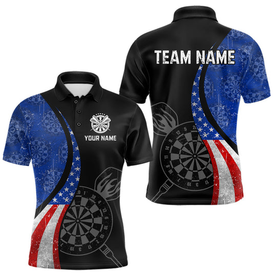 Maxcorners Custom US Flag Dart Shirt For Men, Patriotic Dart Jersey Dart Tourament Retro Darts Board