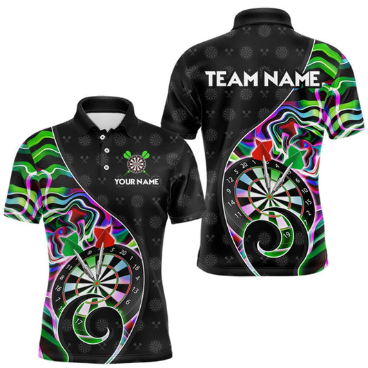 Maxcorners Custom Green Neon Wave Darts Shirt for Men Darts Team Jerseys Dartboard Shirt LM1508
