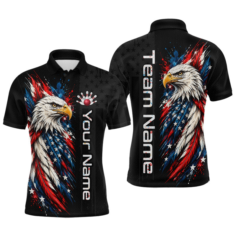 Maxcorners Custom American Eagle Bowling Jerseys for Men Bowling League Patriotic Team Jersey Gift
