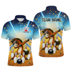 Maxcorners Funny Horse Bowling Jersey for Men Custom Bowling Team Shirts Bowling League Polo & 1/4 Zip