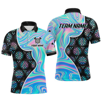 Maxcorners Holograpic Dartboard Pattern Custom Darts Shirt for Men Darts Team Jerseys Dartboard Shirt