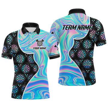 Maxcorners Holograpic Dartboard Pattern Custom Darts Shirt for Men Darts Team Jerseys Dartboard Shirt LM0410