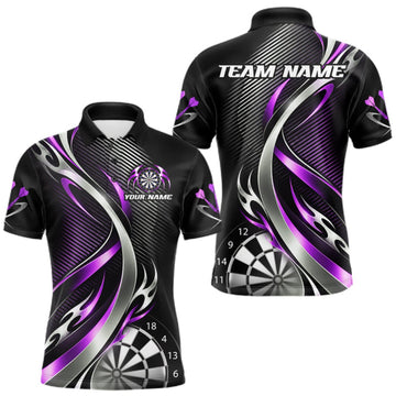 Maxcorners Purple and Silver Dartboard Custom Darts Shirt for Men Dart Team Jerseys Dart League Uniform LM2709