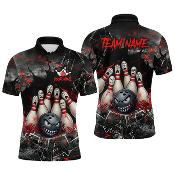 Maxcorners Cracked Angry Bowling Shirts for Men Custom Bowling Team Jersey Bowling League LM2704