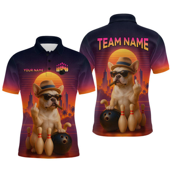Maxcorners Custom Funny Dog Bowling Jersey for Men Bowling Uniform Polo & 1/4 Zip Bowling Team Shirts TU2810