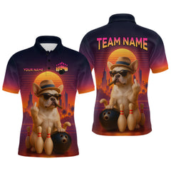 Maxcorners Custom Funny Dog Bowling Jersey for Men Bowling Uniform Polo & 1/4 Zip Bowling Team Shirts TU2810