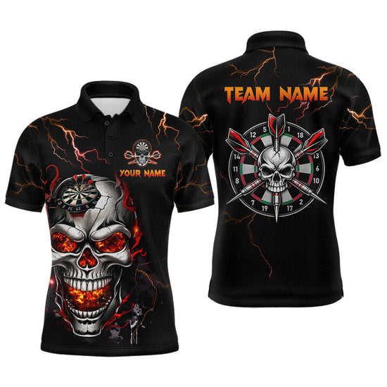 Maxcorners Thunder Skull Dartboard Shirt Custom Darts Shirts for Men Darts Team Jerseys Polo & 1/4 Zip