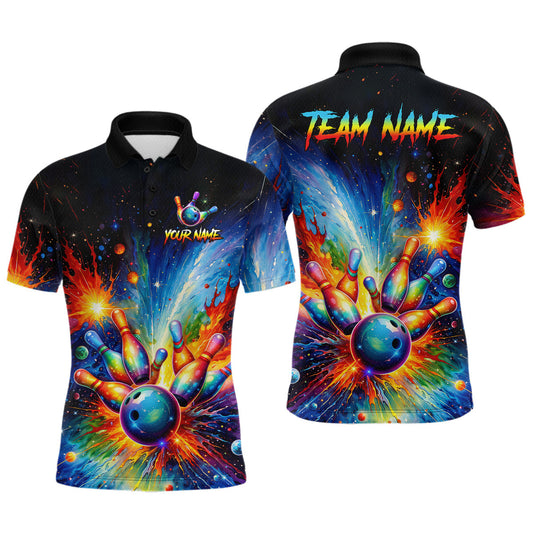 Maxcorners Custom Colorful Bowling Jersey for Men Bowling Uniform Polo & 1/4 Zip Bowling Team Shirts