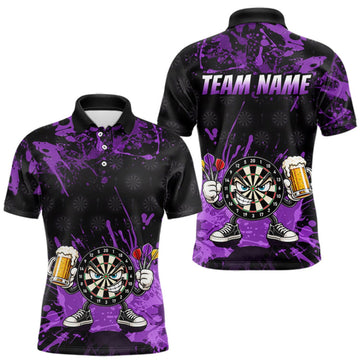 Maxcorners Custom Purple Funny Dartboard with Beer Dart Shirts for Men Dart Team Jerseys Darts League LM0510