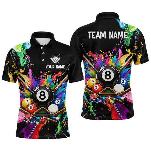 Maxcorners Custom Colorful 8 Ball Pool Shirt Billiard Shirts for Men Billiard Team Jerseys Billiard League