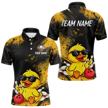 Maxcorners Funny Yellow Duck Custom Bowling Team for Bowler Bowling Jerseys for Men Bowling League LM0609