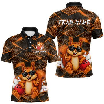 Maxcorners Orange Squirrel Funny Custom Bowling Jersey for Men