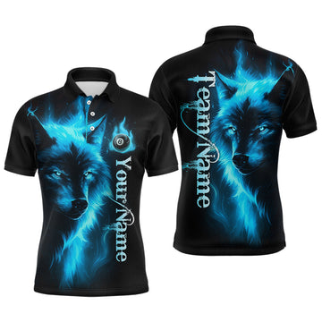 Maxcorners Custom Wolf 8 Ball Billiard Shirts for Men Billiard Team Shirts Billiard League Polo & 1/4 Zip