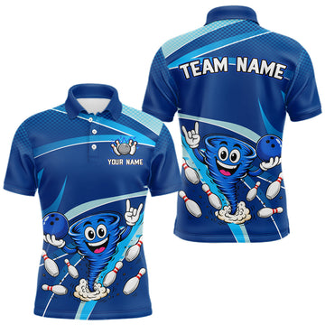 Maxcorners Custom Funny Tornado Bowling Jersey for Men Bowling Team Shirts Bowling League Polo & 1/4 Zip
