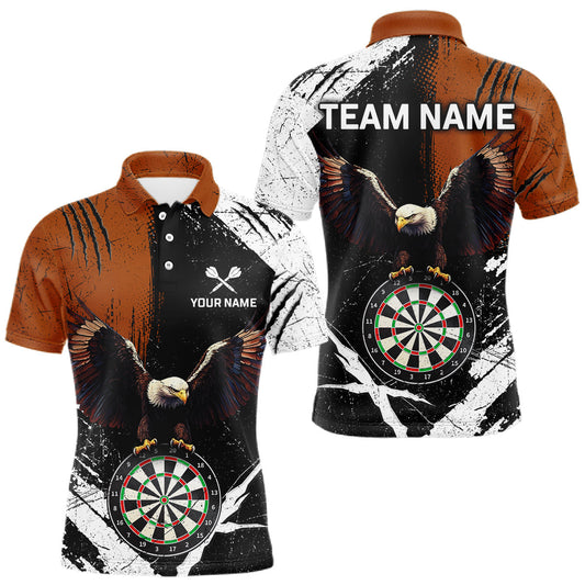 Maxcorners Custom Orange Eagle Dart Shirt For Men Dartboard Shirt Dart Jerseys Gift For Team Polo &1/4 Zip LM1104