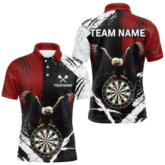 Maxcorners Custom Red Eagle Dart Shirt For Men Dartboard Shirt Dart Jerseys Gift For Team Polo &1/4 Zip LM1104