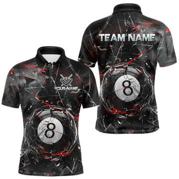 Maxcorners Custom Broken Glass 8 Ball Billiard Shirt for Men Billiard Team Jersey Billiard League LM1705