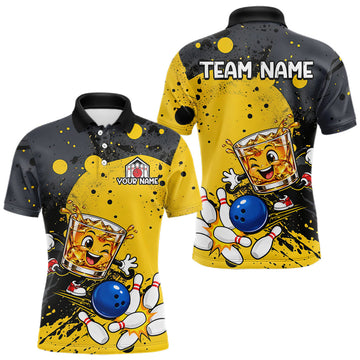 Maxcorners Custom Funny Whiskey Bowling Team Jersey for Men Bowling League Bowling Outfit Polo & 1/4 Zip