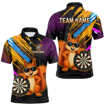 Maxcorners Custom Funny Squirrel Darts Shirt for Men Darts Team Jerseys Polo & 1/4 Zip Dart LeagueMaxcorners Custom Funny Squirrel Darts Shirt for Men Darts Team Jerseys Polo & 1/4 Zip Dart League LM0510