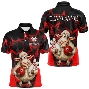 Maxcorners Custom Funny Sheep Bowling Jersey for Men Bowling Team Shirts Bowling League Polo & 1/4 Zip