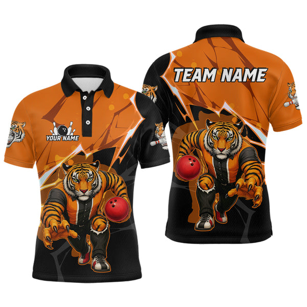 Maxcorners Custom Tiger Bowling Jersey for Men Bowling Uniform Polo & 1/4 Zip Bowling Team Shirts MT1511