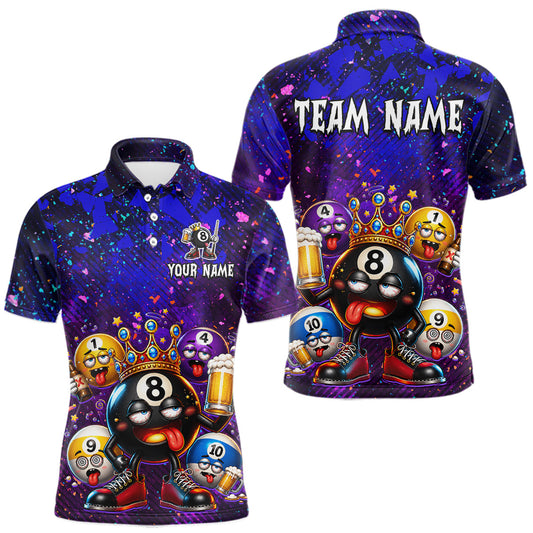 Maxcorners Custom Funny 8 Ball Beer Drunk Billiard Shirts for Men Billiard Team Jerseys Billiard League