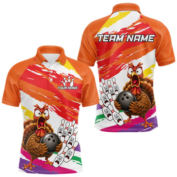 Maxcorners Custom Funny Turkey Bowling Shirts For Men, Thanksgiving Bowling Shirt Team Bowling Gifts LM0409