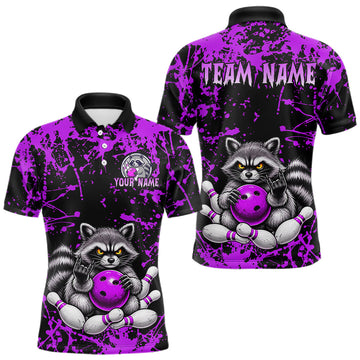 Maxcorners Funny Raccoon Bowling Shirt, Personalized Raccoon Bowling Team Jersey for Men, Bowling League