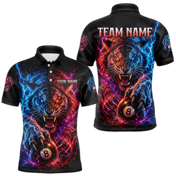 Maxcorners Custom Colorful Thunder Tiger 8 Ball Pool Shirts Men Billiard Shirts Billiard Team Jerseys
