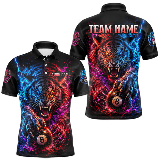 Maxcorners Custom Colorful Thunder Tiger 8 Ball Pool Shirts Men Billiard Shirts Billiard Team Jerseys