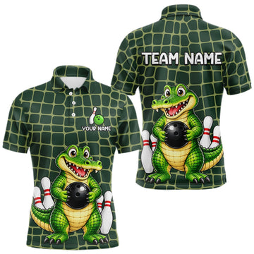 Maxcorners Custom Funny Alligator Bowling Team Shirts Bowling Jersey for Men Bowling Outfit Shirts LM2709