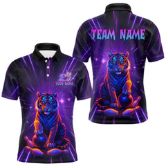 Maxcorners Custom Neon Tiger Bowling Jersey for Men Bowling Team Shirts Bowling League Polo & 1/4 Zip TU0212