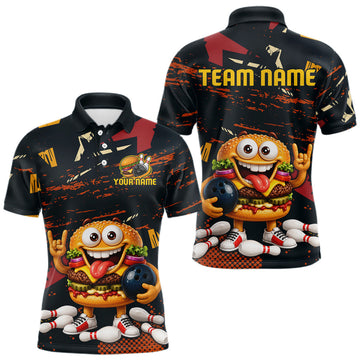 Maxcorners Custom Funny Hamburger Bowling Team Shirts Bowling Jersey for Men Bowling League LM0208