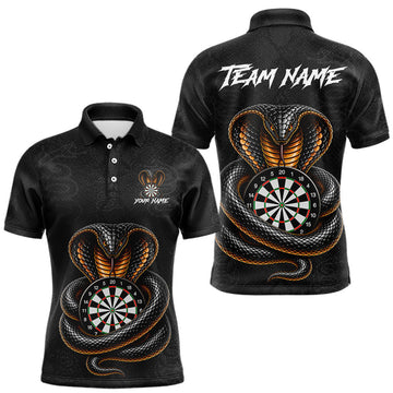 Maxcorners Custom Cobra Snake Darts Shirt for Men Darts Team Jerseys Dart League Polo & 1/4 Zip LM0607