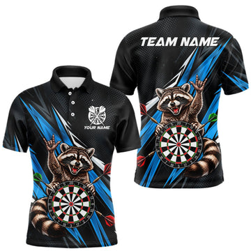 Maxcorners Custom Turquoise Funny Raccoon Dart Shirts for Men Dart Team Jerseys Dartboard Outfit League LM0510